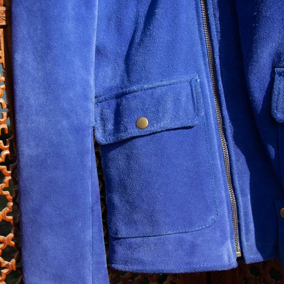 Blue Suede Moto Jacket - Picture 7 of 8
